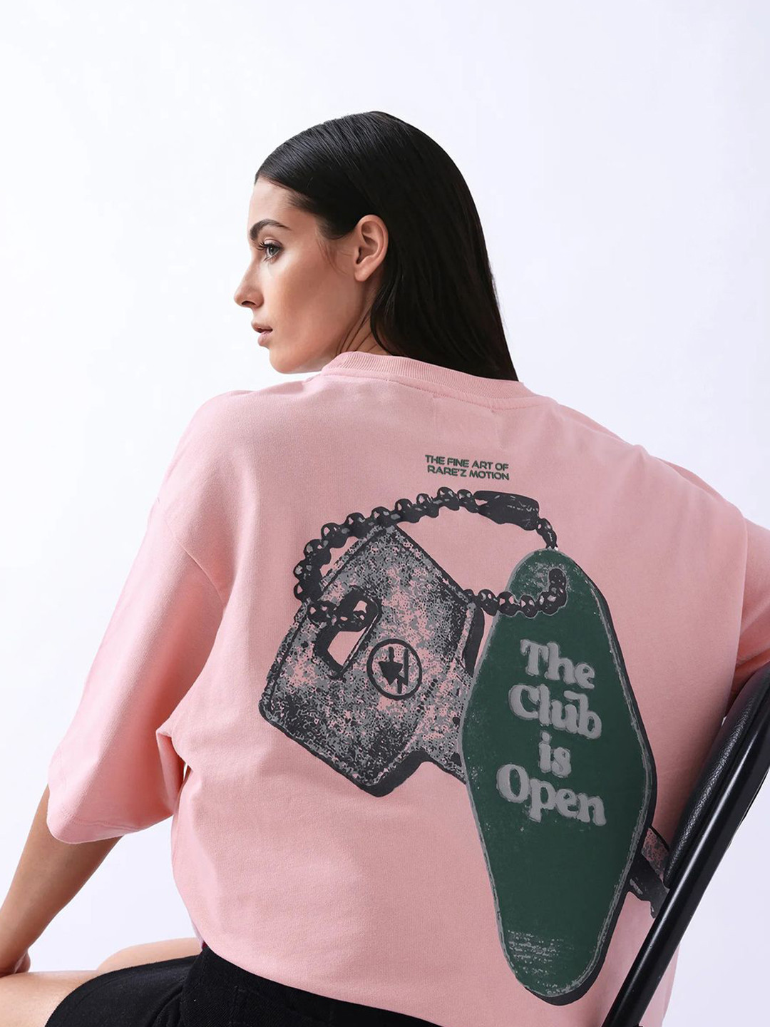 RAREISM Women Qlax Light Pink Printed T-shirt