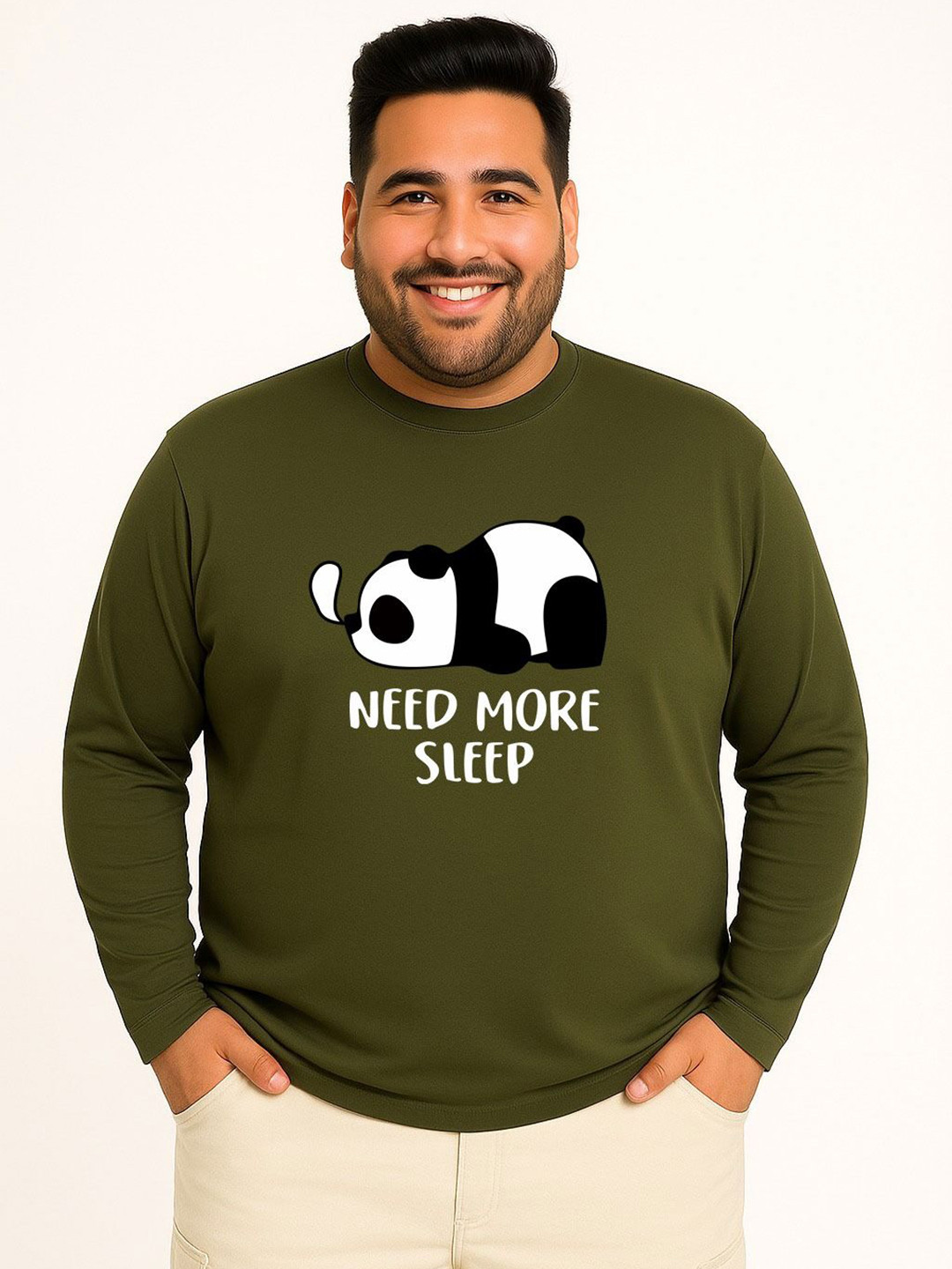 Toodle Plus Men Plus Size Full Sleeves Printed T-Shirt