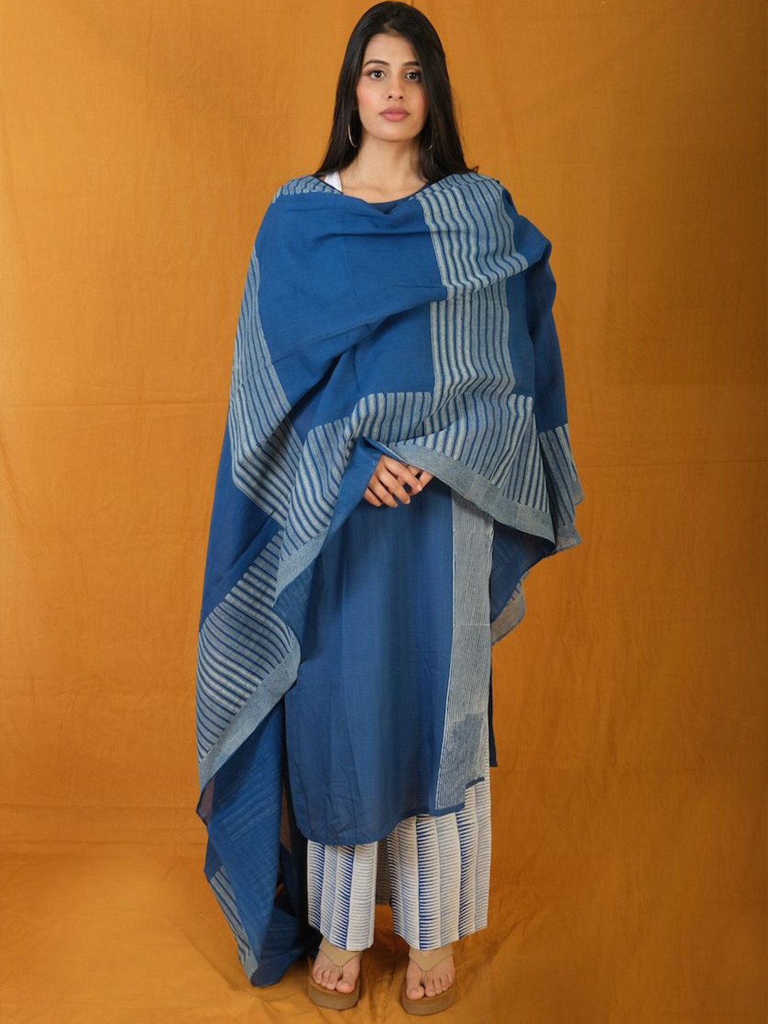 Banana Labs Indi Spaced Twister Striped Cotton Dupatta