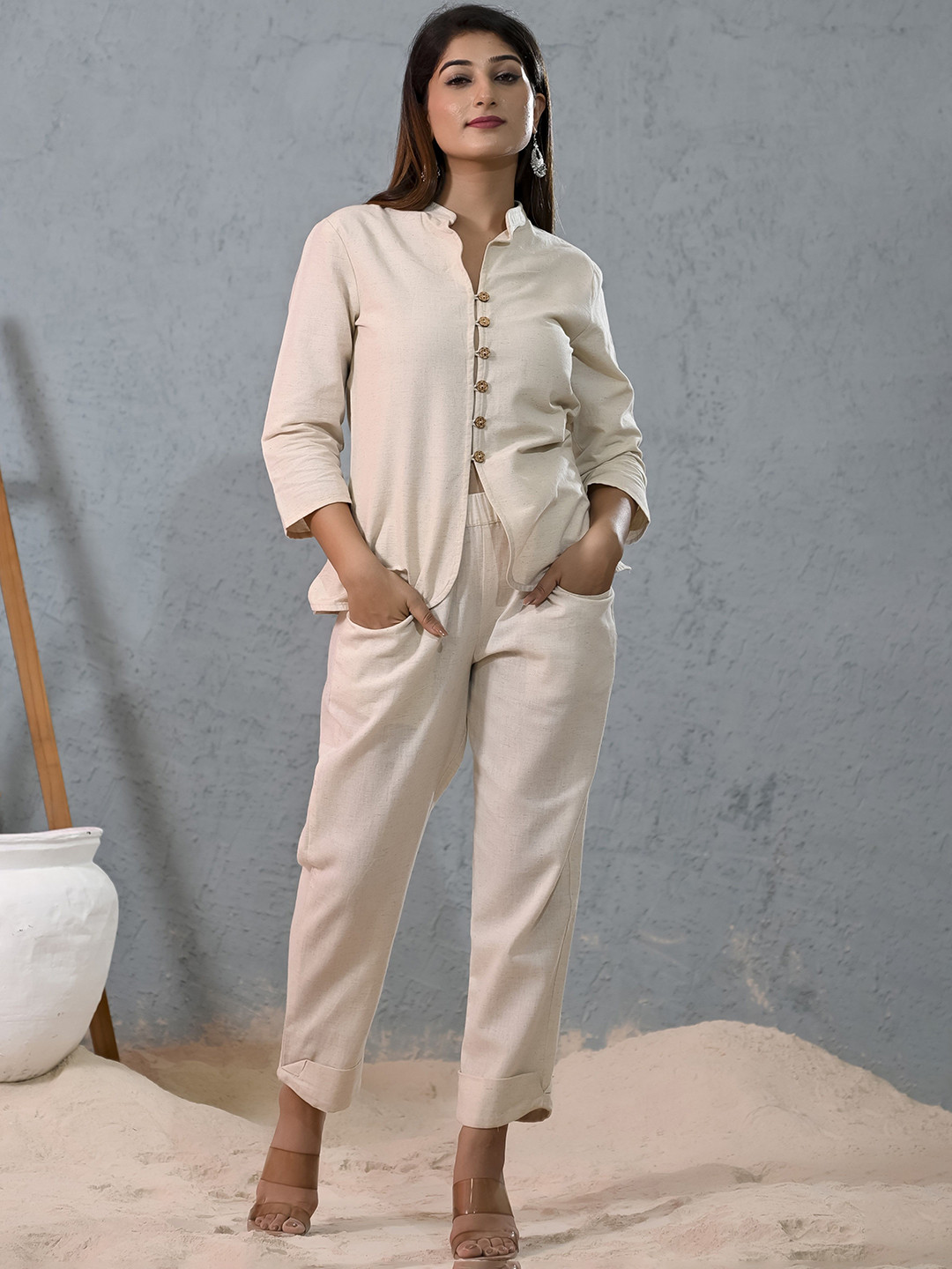 Rashmi Shree Creation   Mandarin Collar Shirt With Trousers Co-Ords