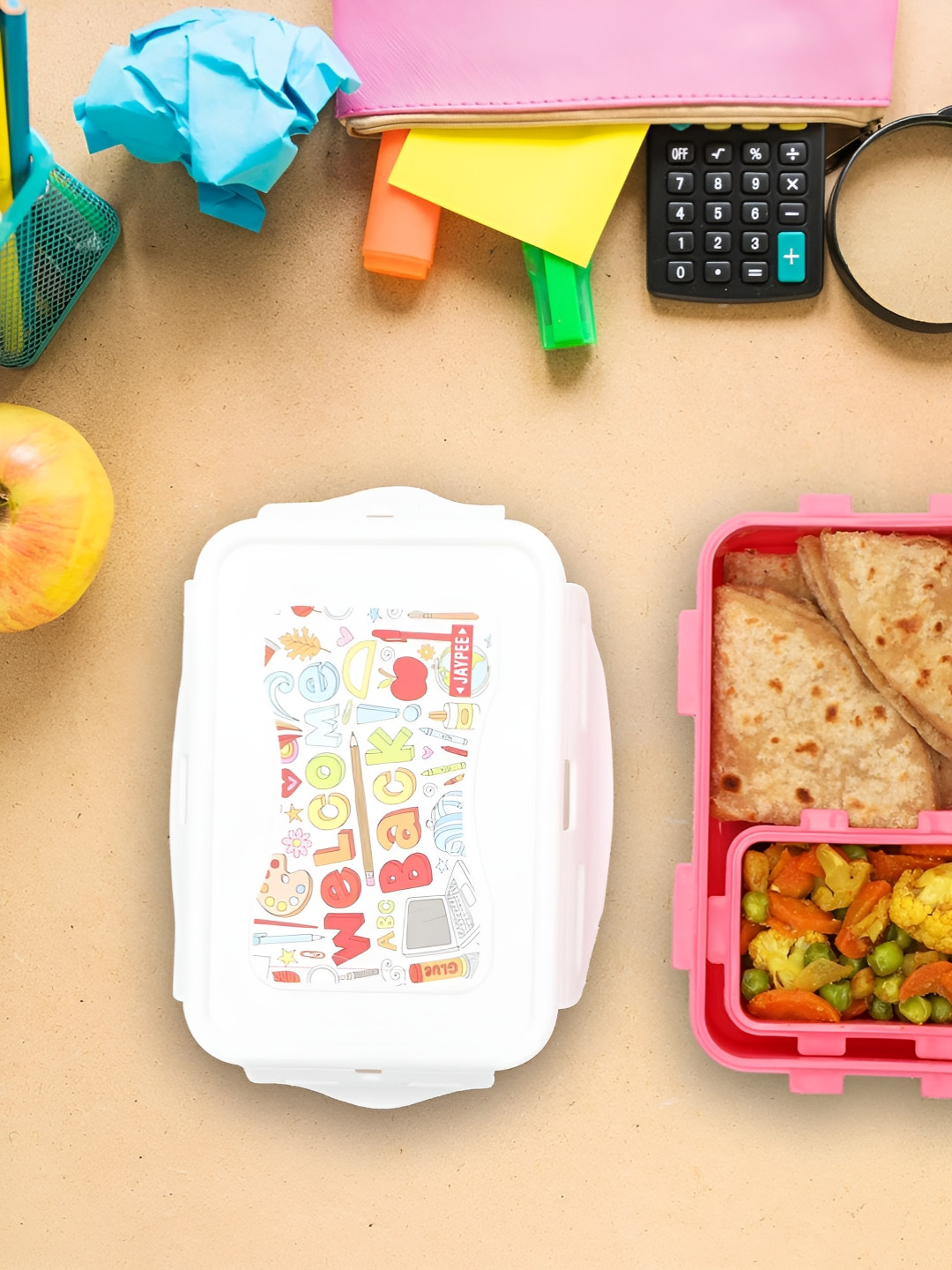 JAYPEE NUTTER BUTTER JR. Plastic Easy to Clean Lunch Box With Spoon and Fork