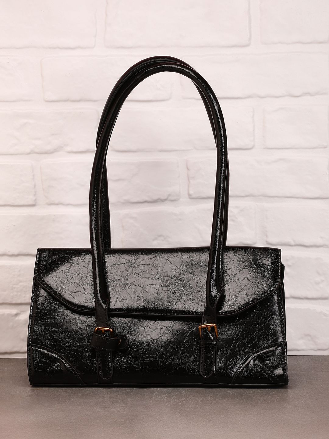 HAUTE SAUCE by Campus Women The Coreline Onyx Black Satchel Bag