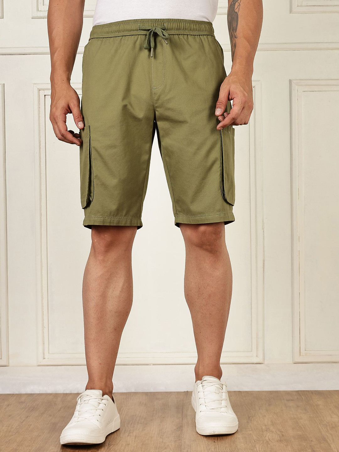 Mast & Harbour Men Straight Fit Cotton Cargo Shorts