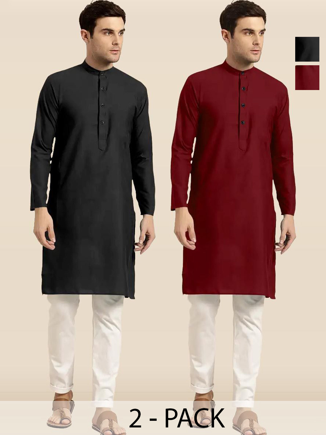 TIGER SNAKE Selection Of 2 Thread Work Mandarin Collar Straight Kurta