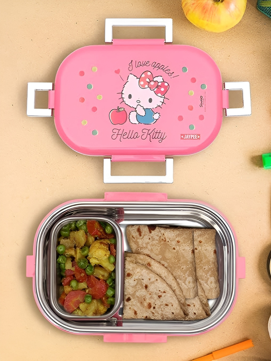 JAYPEE MISSTEEL KITTY Plastic Easy to Clean 2PCs Lunch Box With Spoon and Fork