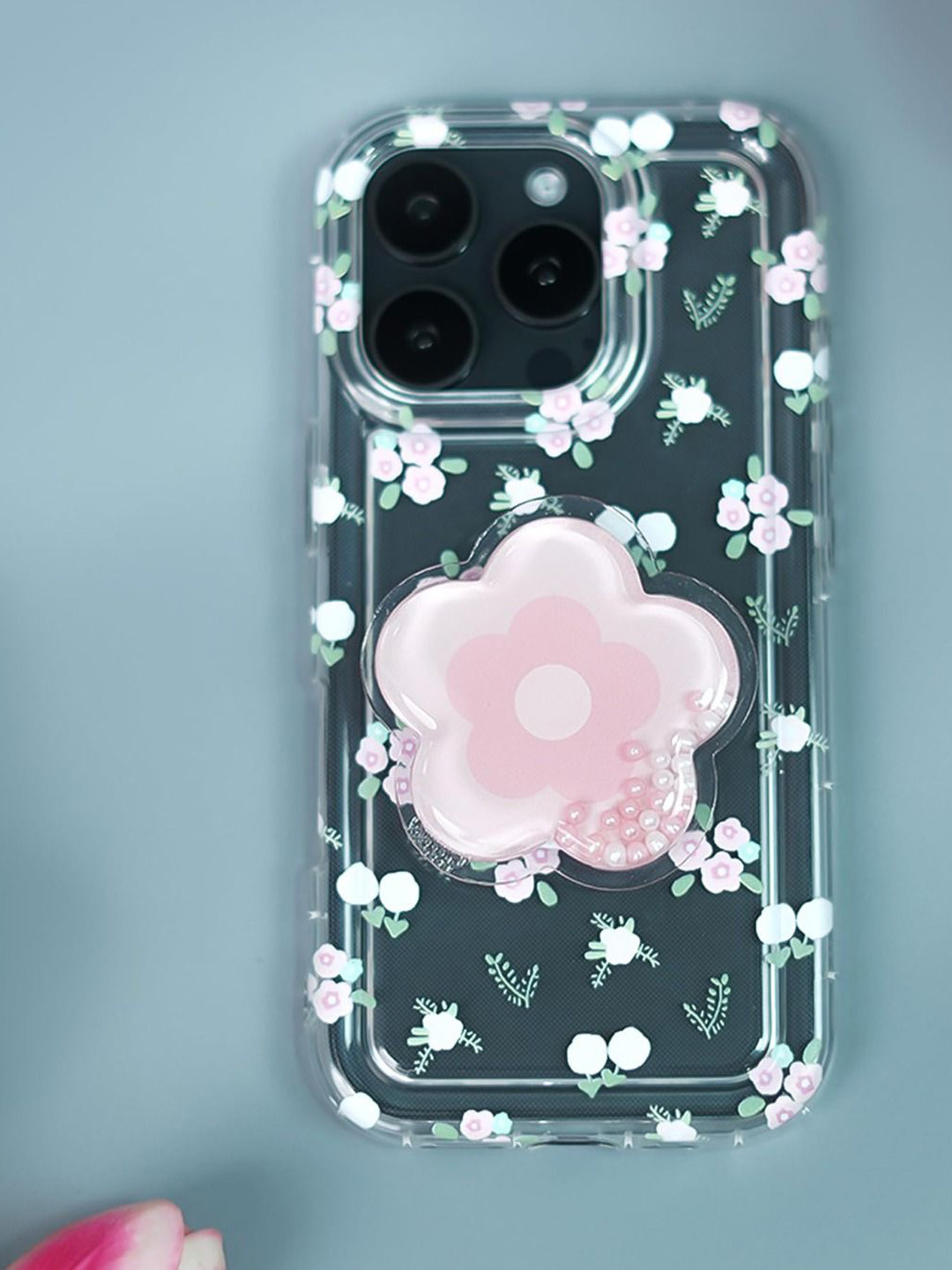 PEEPERLY Floral Printed iPhone 16 Pro Max Cute Korean Floral Gripper Back Case
