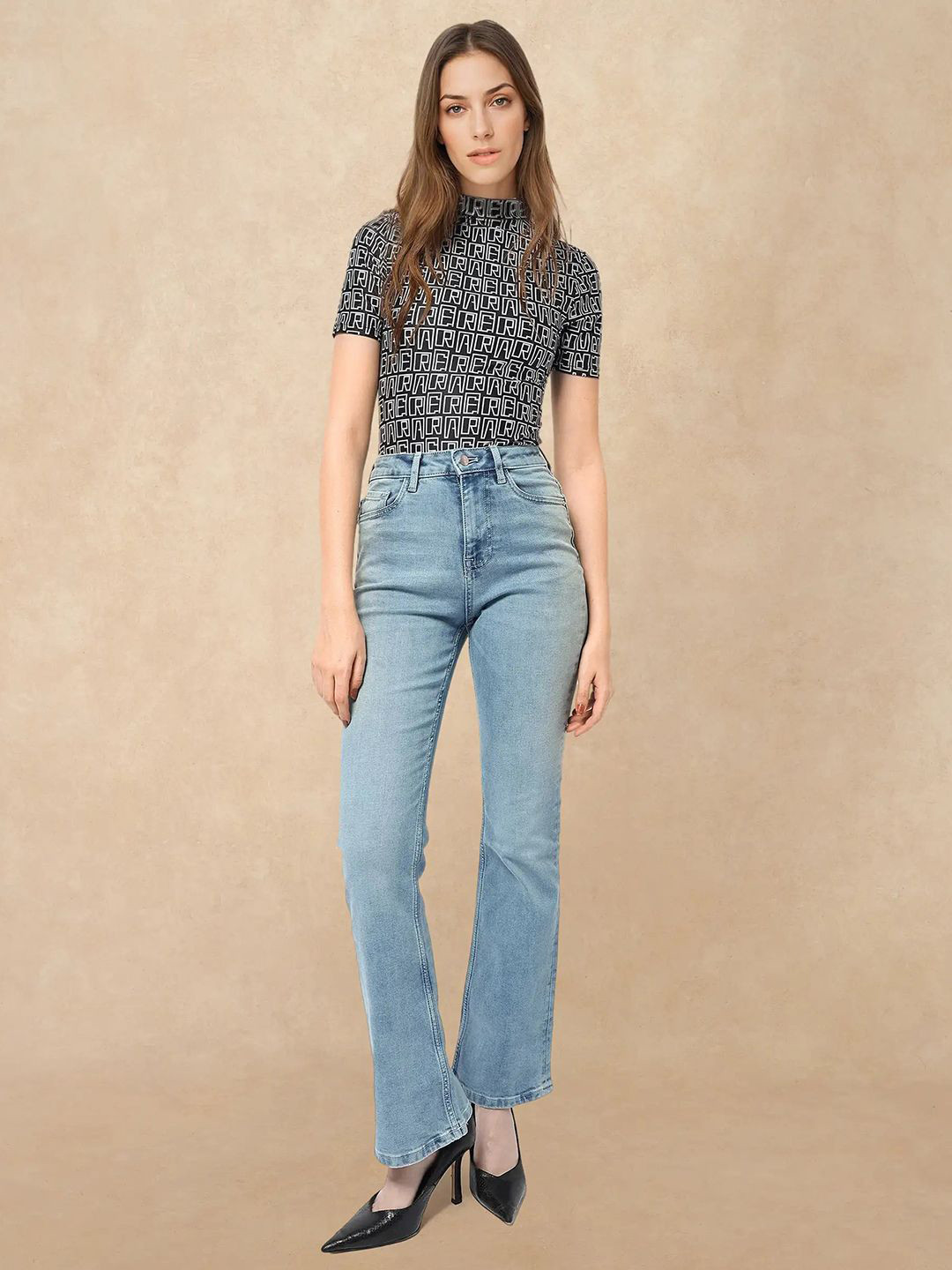 RAREISM Women Blue Plain Bootcut Fit Mid Rise Jeans