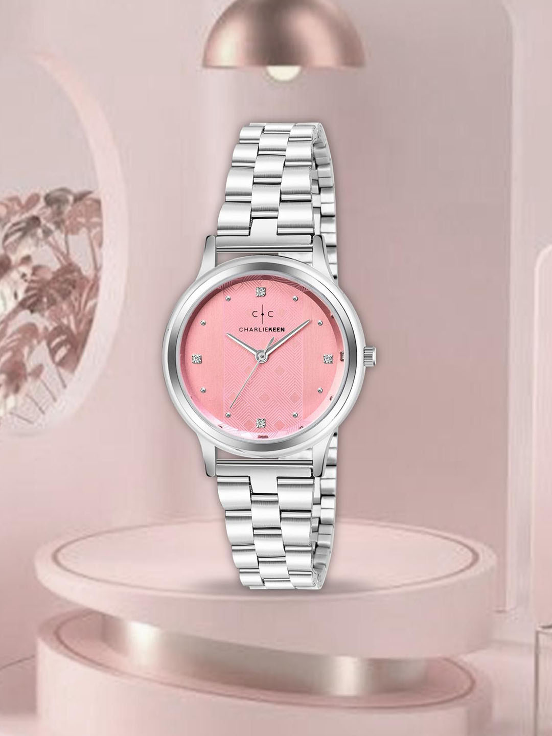 CHARLIEKEEN Women Patterned Stainless Steel Wrap Around Analogue Watch CC-LR016-PNK-CH