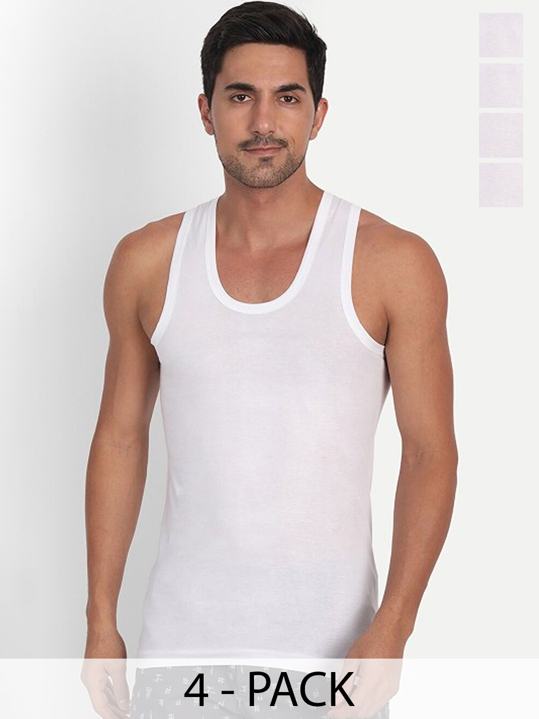 CAVENDERS Pack Of 4 Pure Cotton Scoop Neck Basic Vests - Dno-v37st