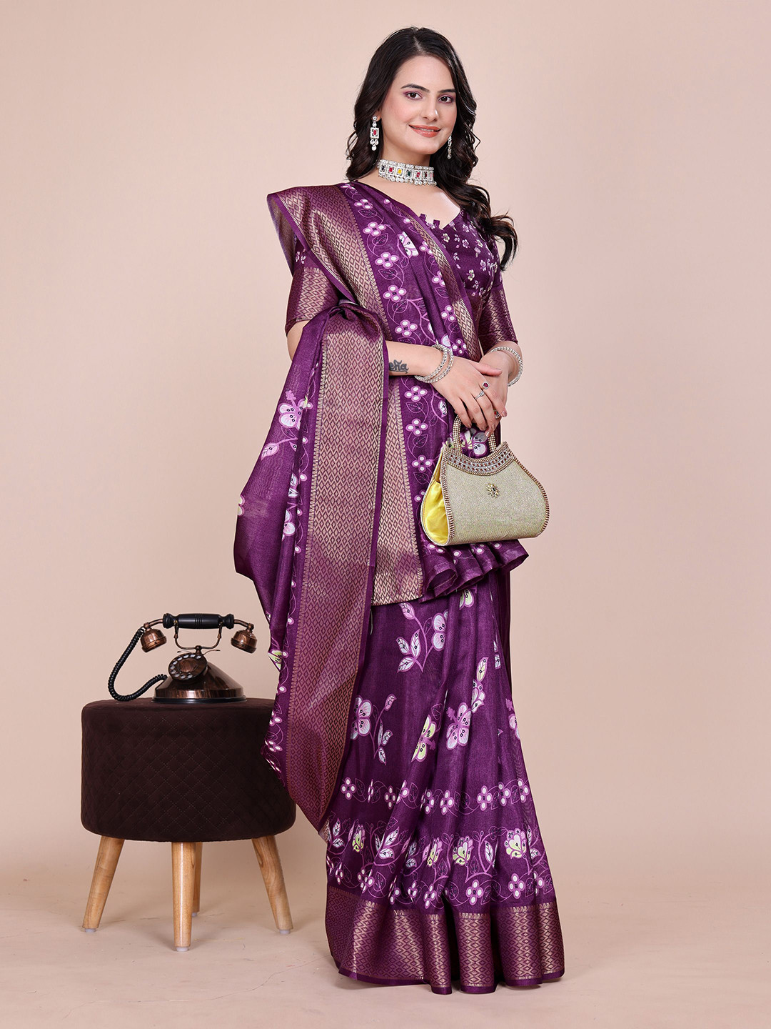 Sadika Ethnic Motifs Zari Silk Blend Tussar Saree