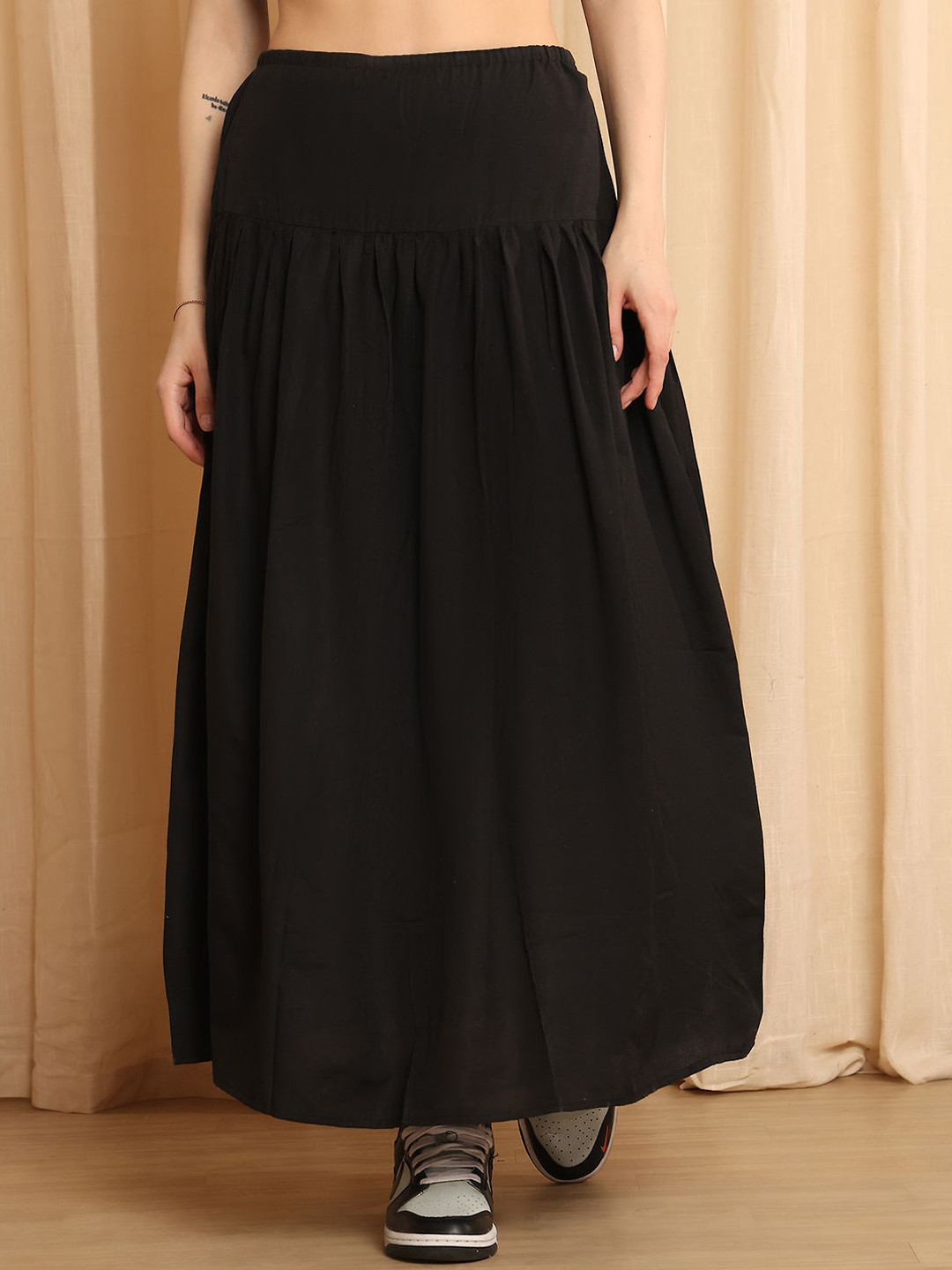 NEUDIS High Waist A-Line Flared Long Maxi Skirt
