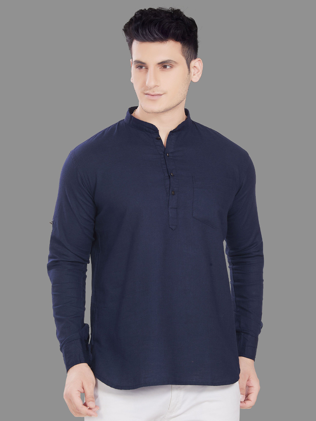 PulseIQ Pure Cotton Relaxed Fit Short Kurta