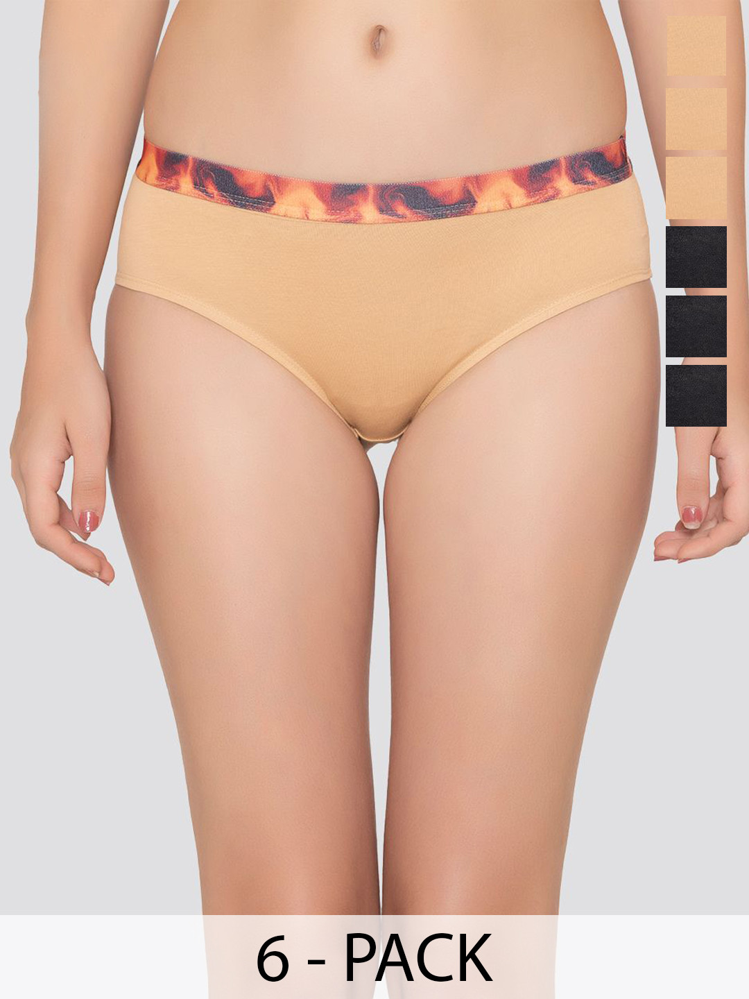 Kalyani Berry Women Pack Of 6 Printed Basic Briefs