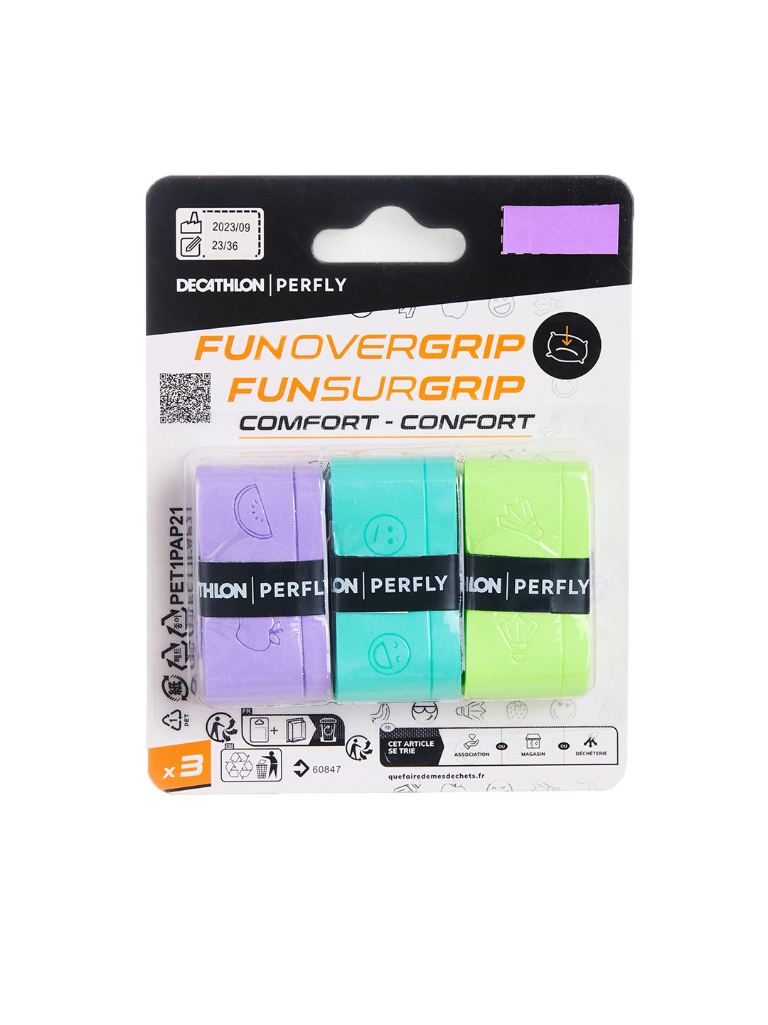 Decathlon PERFLY Pack Of 3 Badminton Fun Overgrips