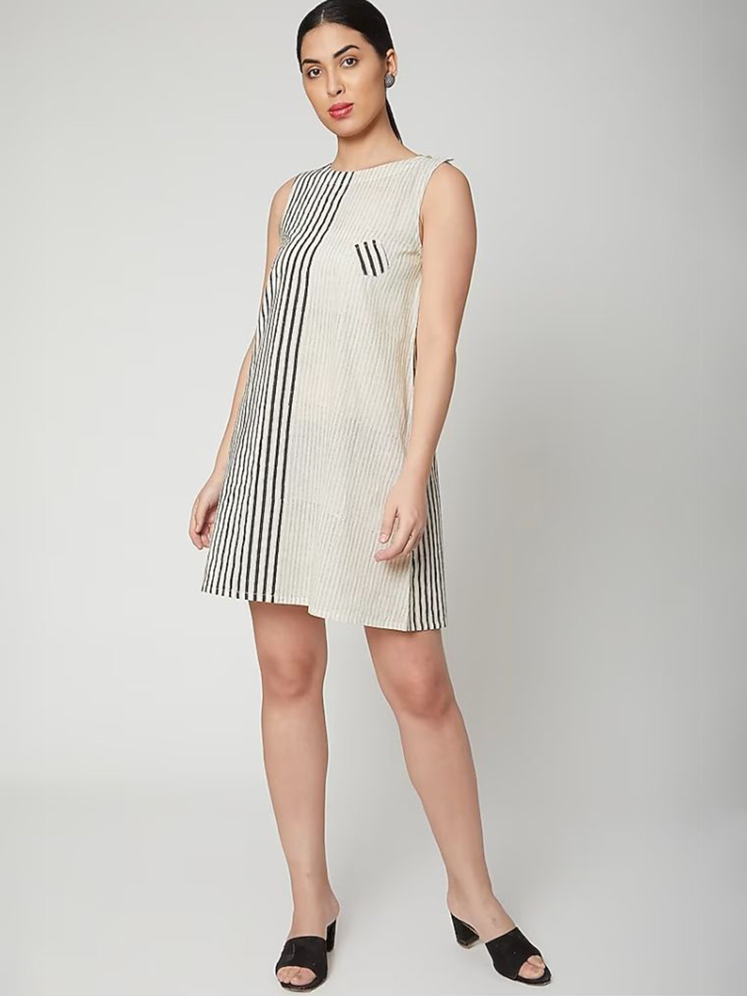 Banana Labs Striped Printed A-Line Mini Dress