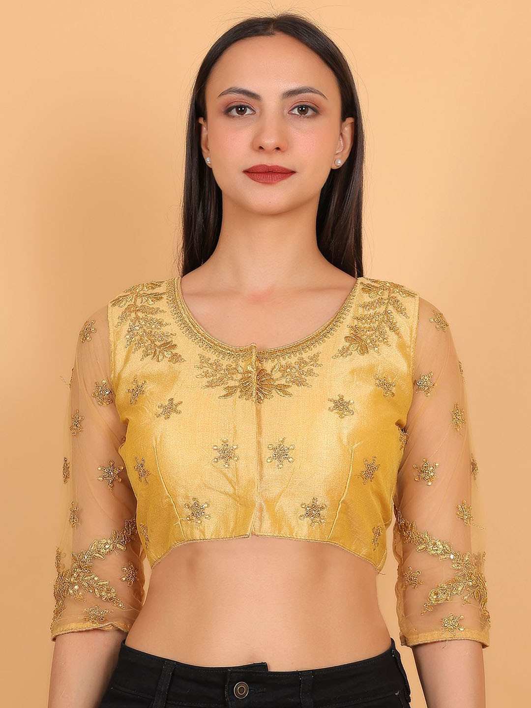 Trendzmy Embroidered Sleeves Saree Blouse