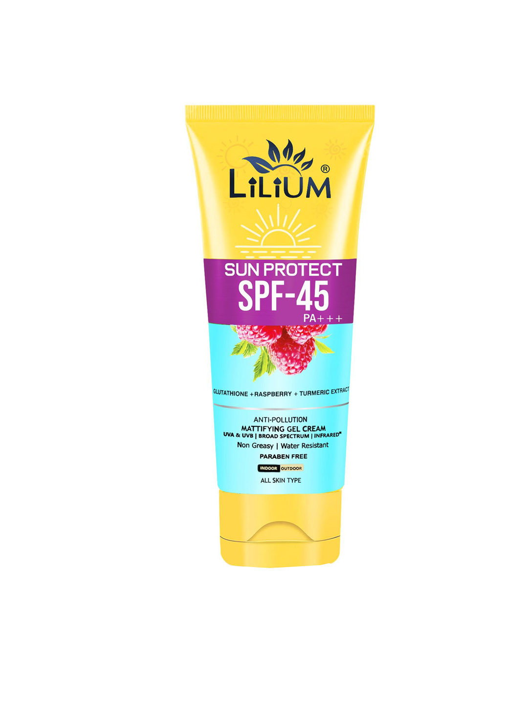Lilium Sun Protection Spf-45 PA+++ UVA & UVB Anti Pollution Mattifying Gel Cream- 100 g
