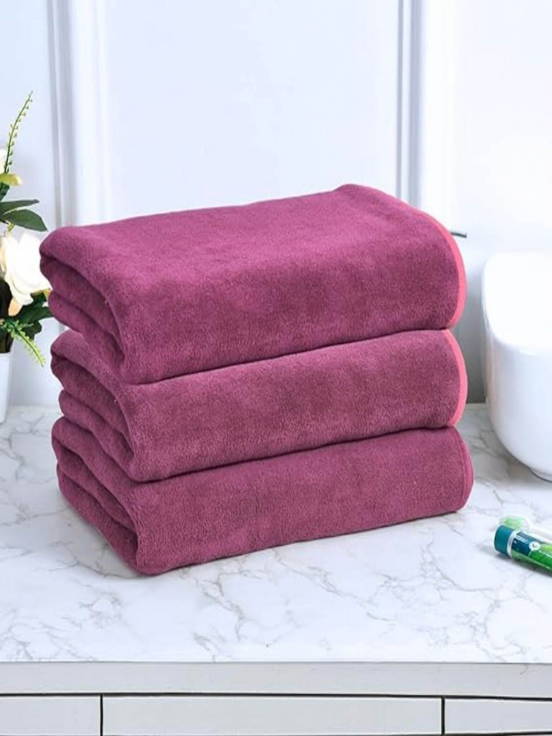 Black gold Violet 3 Pieces Microfiber 400 GSM Bath Towels
