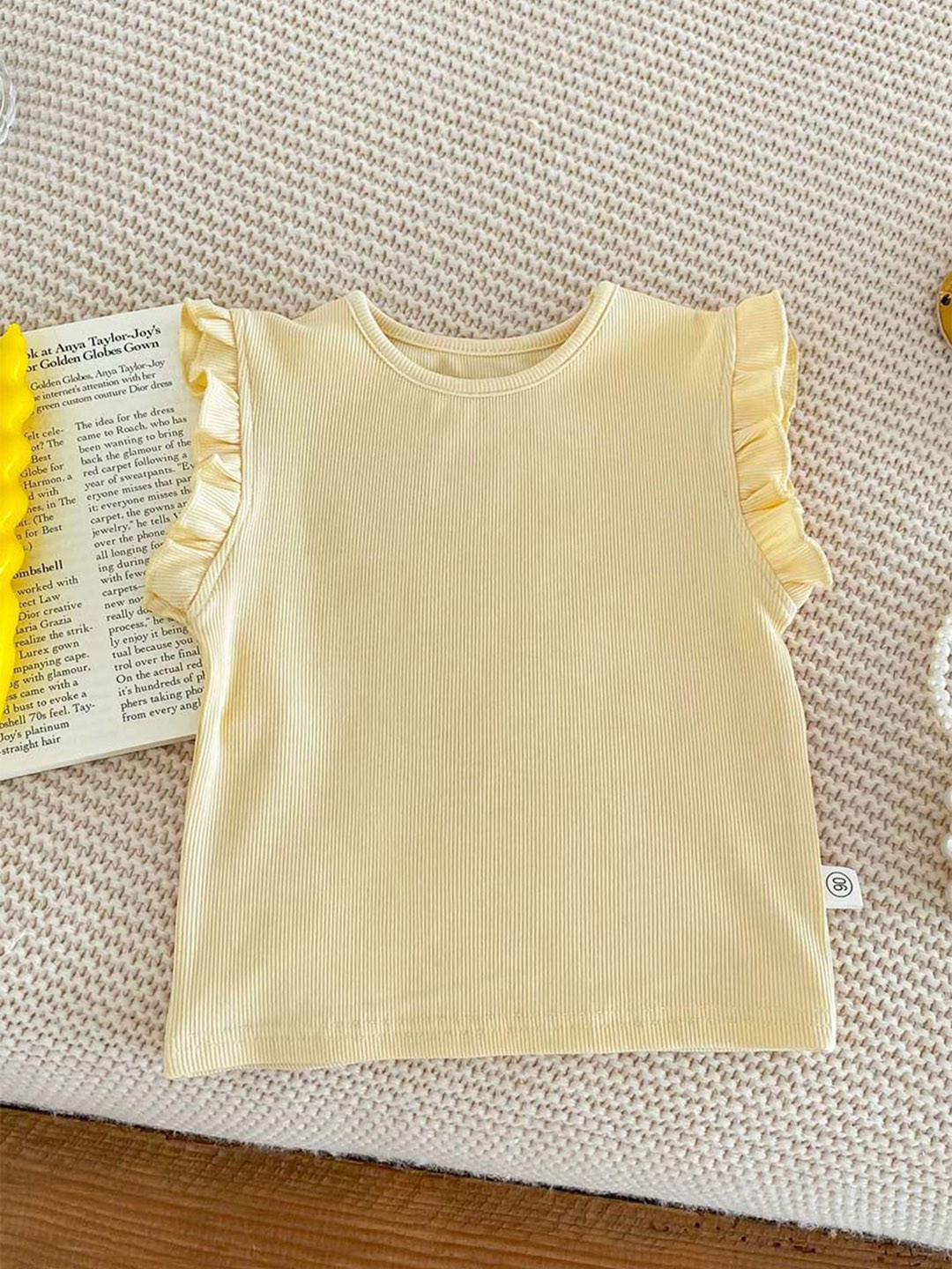 LULU & SKY Girls Flutter Sleave Cotton Reguler Top