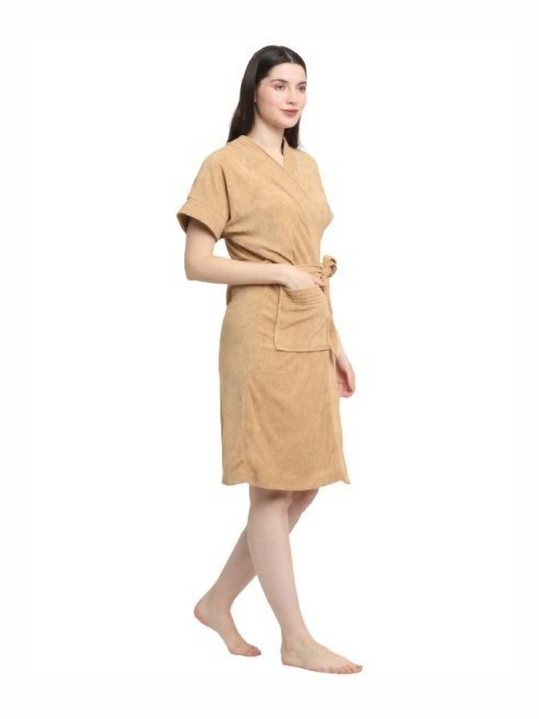 Aura Beige Shawl Collar BathRobe