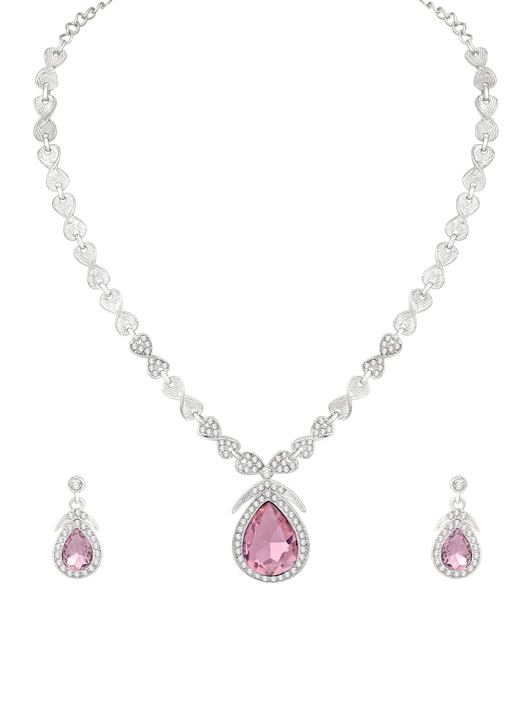 Atasi International Rhodium-Plated Crystal & American Diamond Studded Jewellery Set