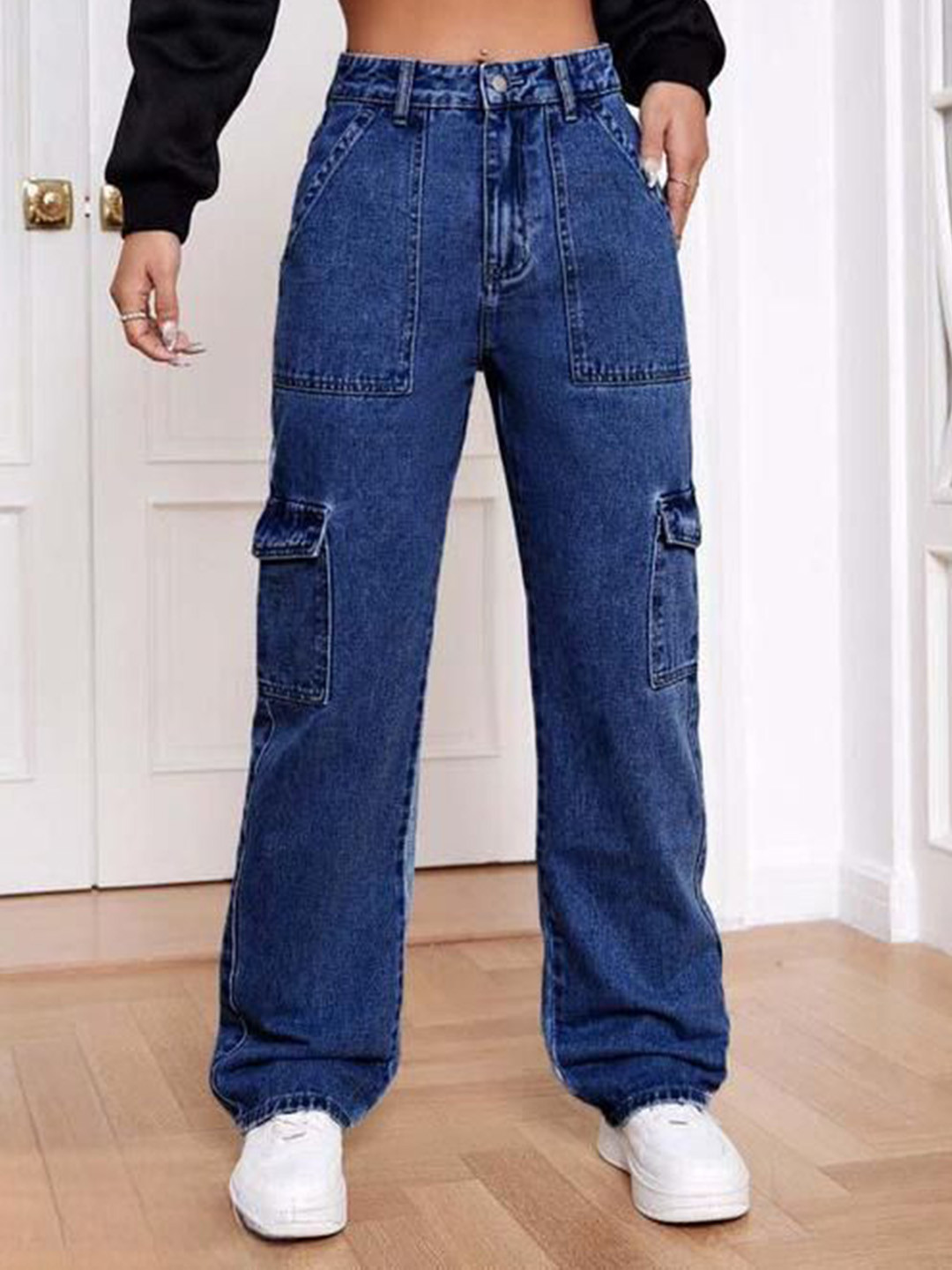 M MODDY Women Jean Baggy High-Rise Cargo Styles Stretchable Jeans