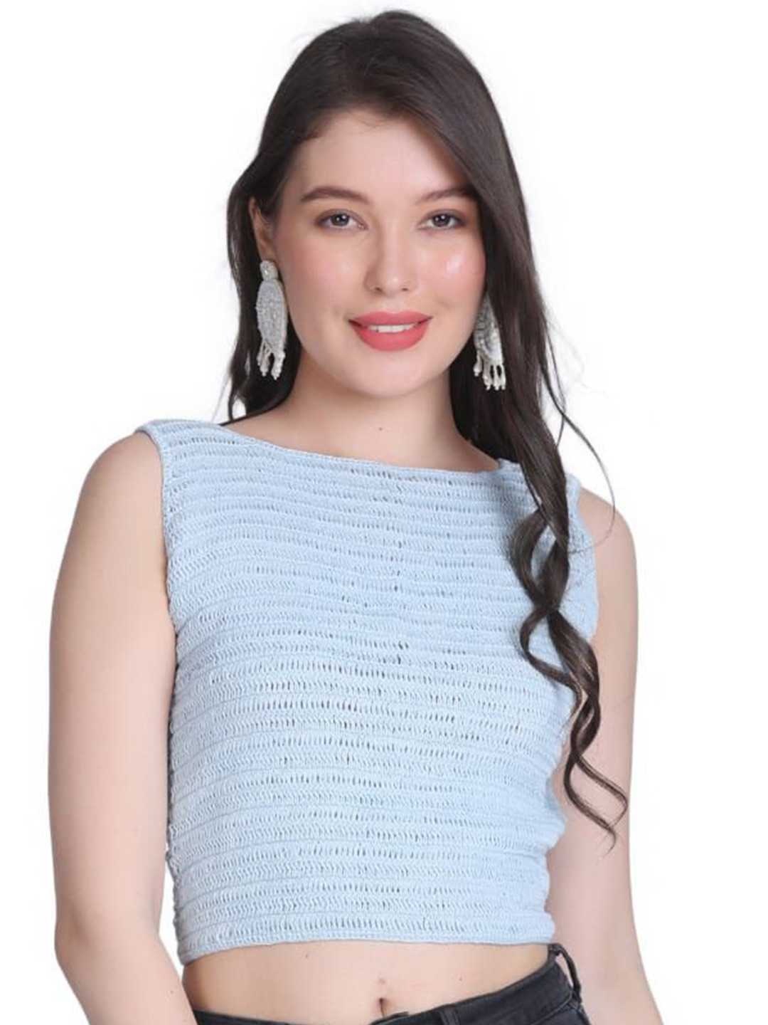 NYCRA Women Floral Cotton Crochet Tank Crop Top