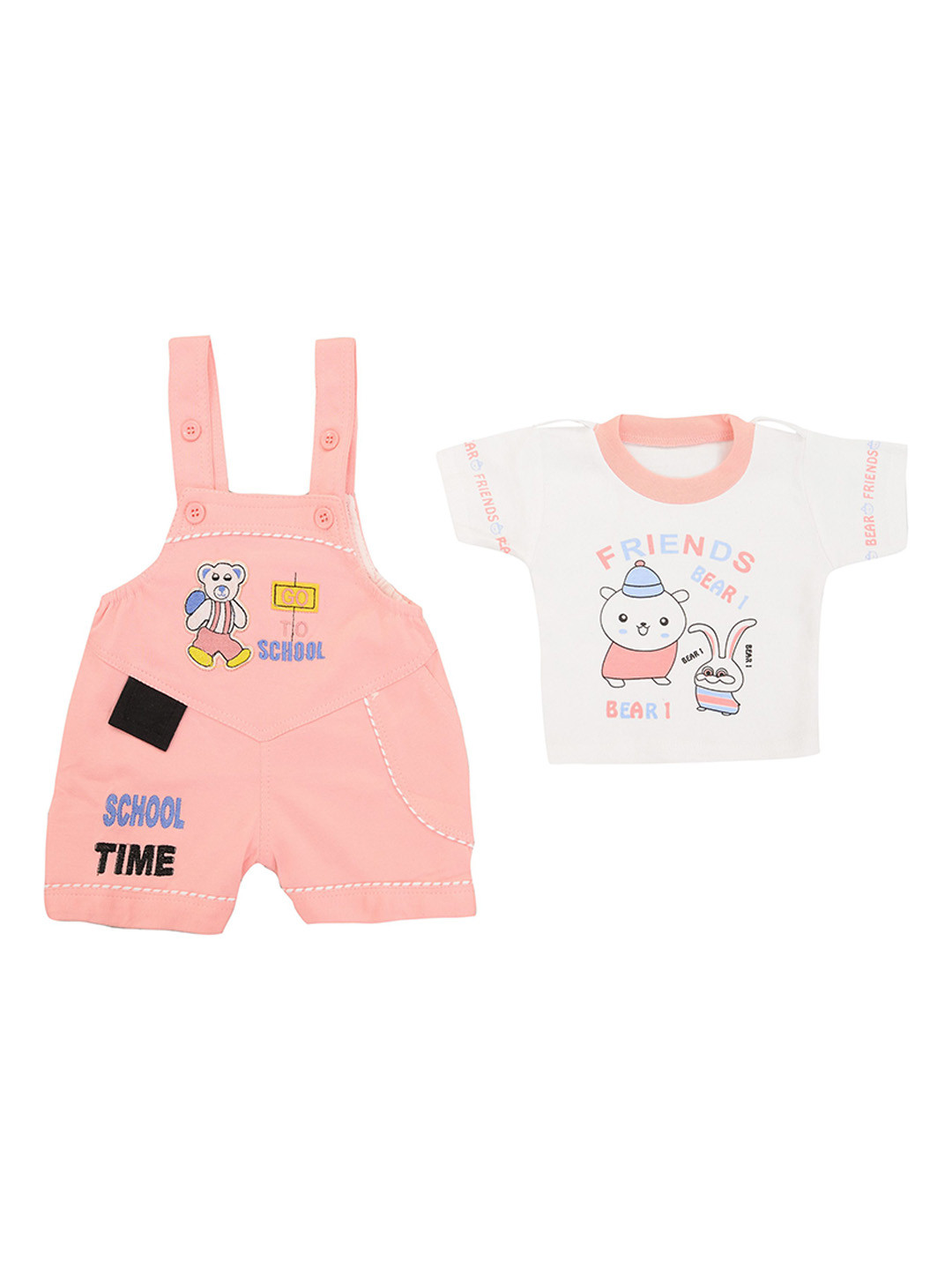 THE LITTLE BOY Infant Boys Embroidered Dungarees With T-shirt & Cap