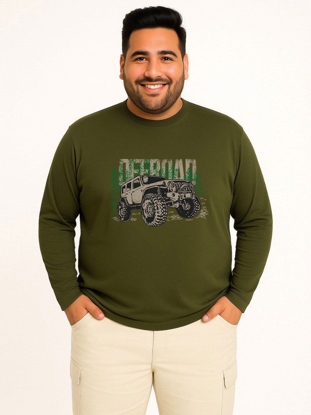 Toodle Plus Men Plus Size Full Sleeves Printed T-Shirt