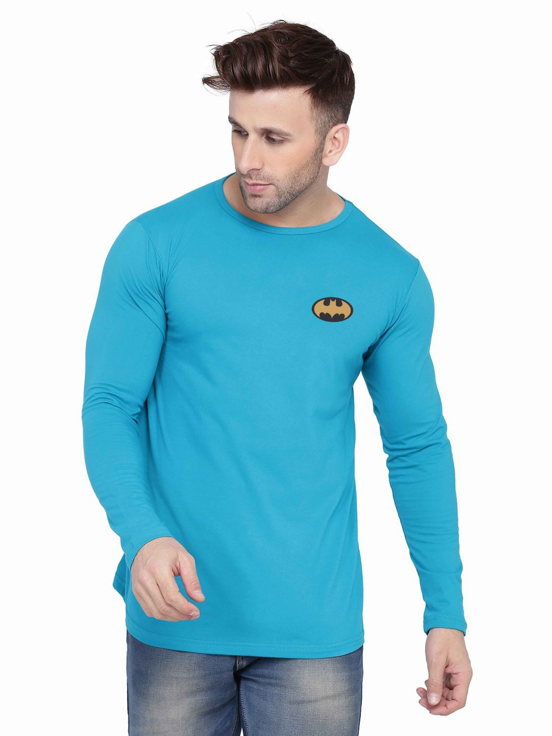 Blisstone Men Superhero Self Design Long Sleeves Slim Fit T-shirt