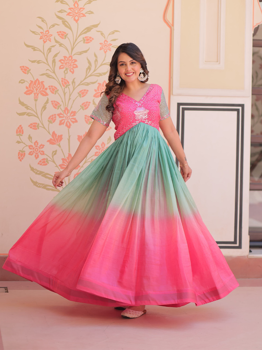 FVD Printed Pure Georgette Anarkali Kurti