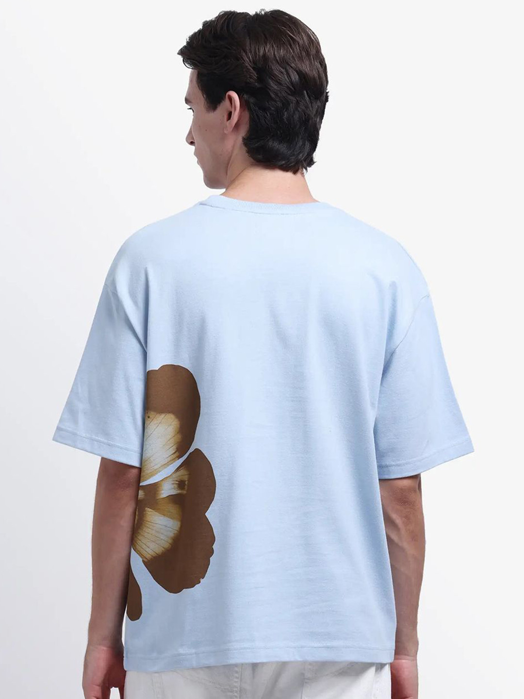 RARE RABBIT Floral Printed Drop-Shoulder Sleeves Oversized Cotton T-shirt