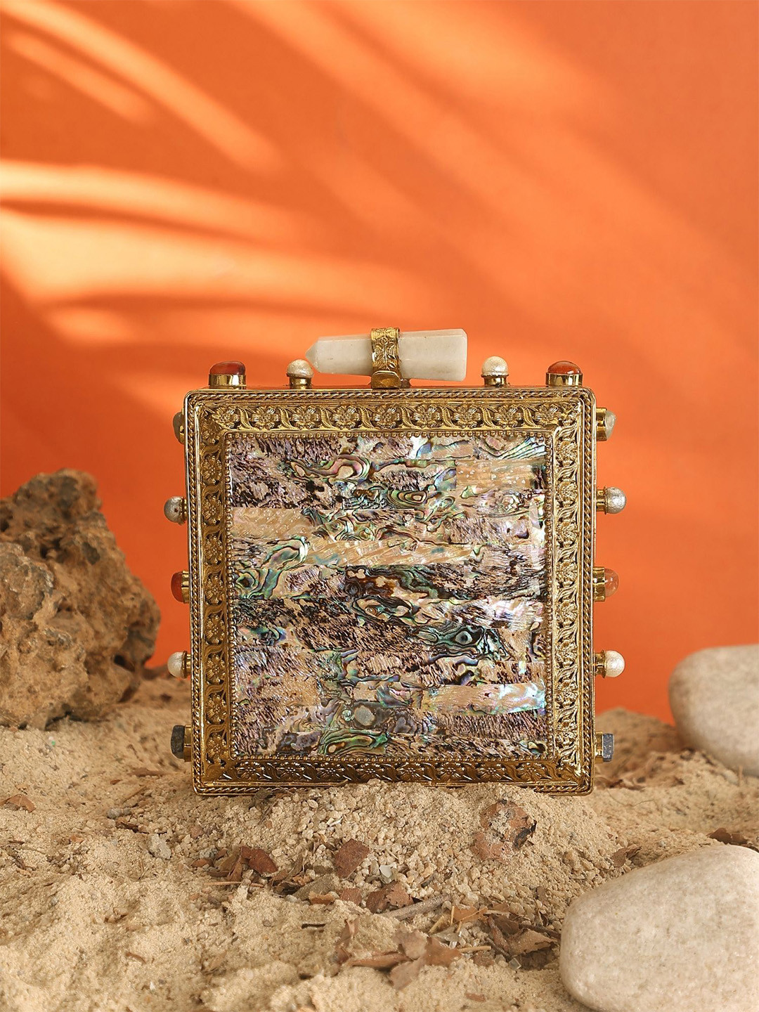 DCI Mother Of Pearls Embellished Box Clutch