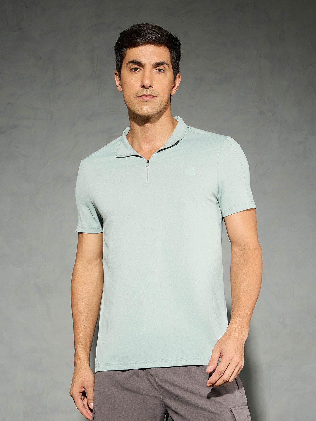 Technosport Men High Neck Antimicrobial Cut Outs Slim Fit T-shirt