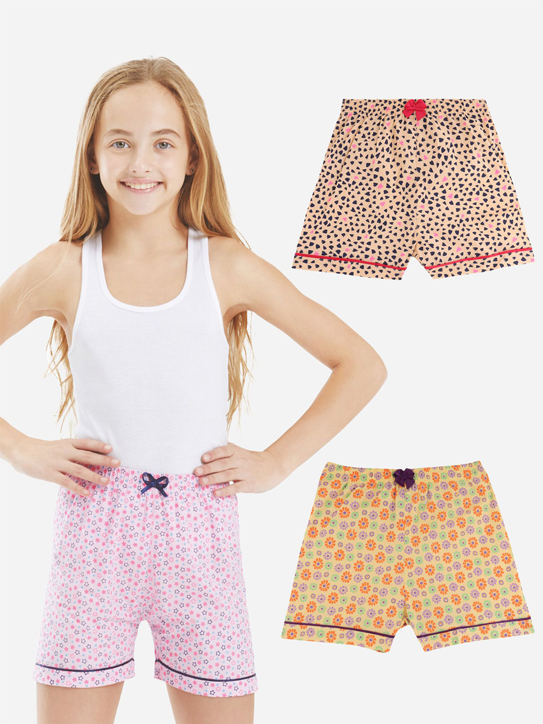 Bodycare Kids Girl's Pack of 2 Shorts with Premium Cotton Suitable for All Day Wear