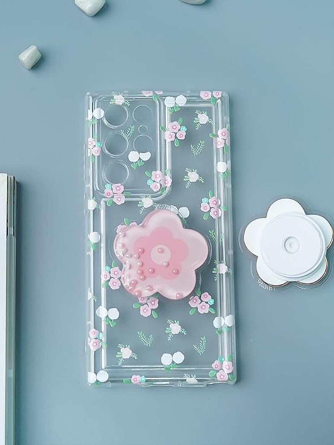 PEEPERLY Floral Printed Samsung Galaxy S24 Ultra Cute Korean Floral Gripper Back Case