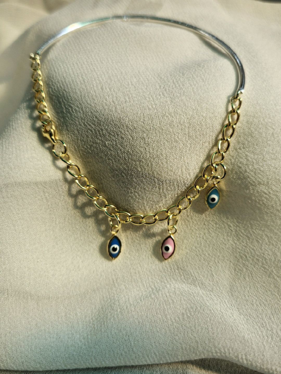 Kinavah Gold-Plated Evil Eye Kada Bracelet