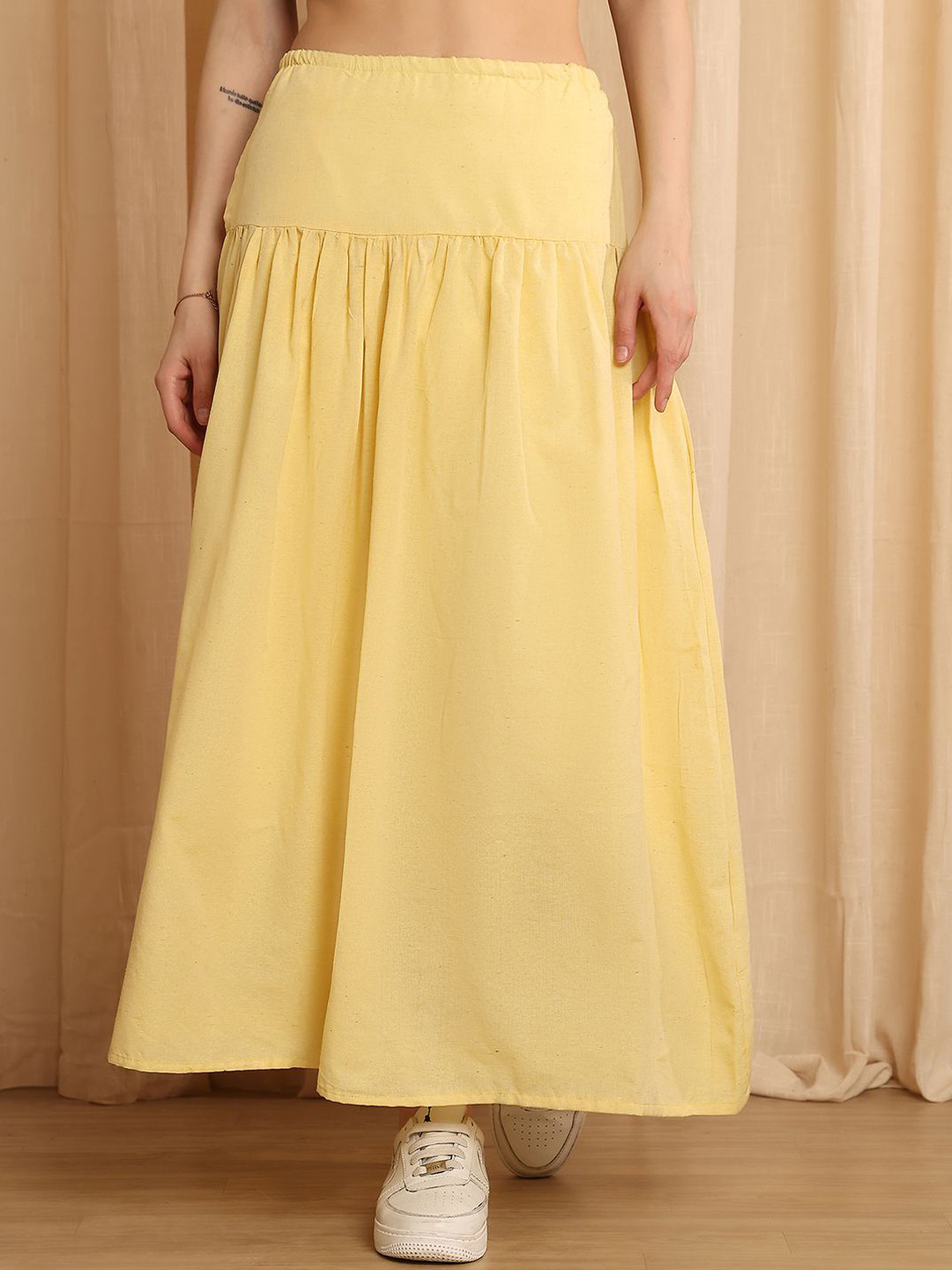 NEUDIS High Waist Maxi-Length Flared Skirt