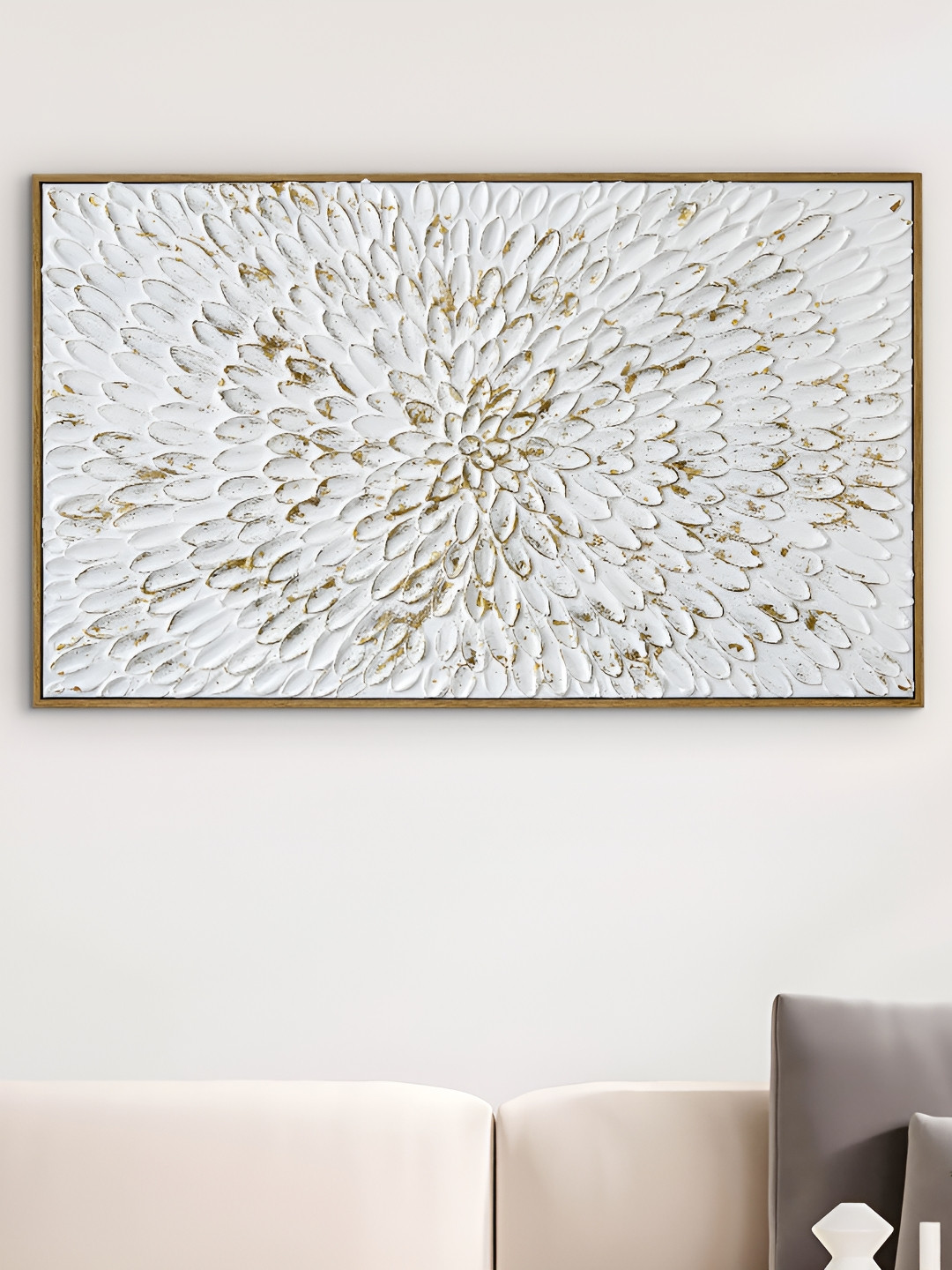 Home Centre Artistry Sohome White & Beige Canvas Wood Wall Photo Frames