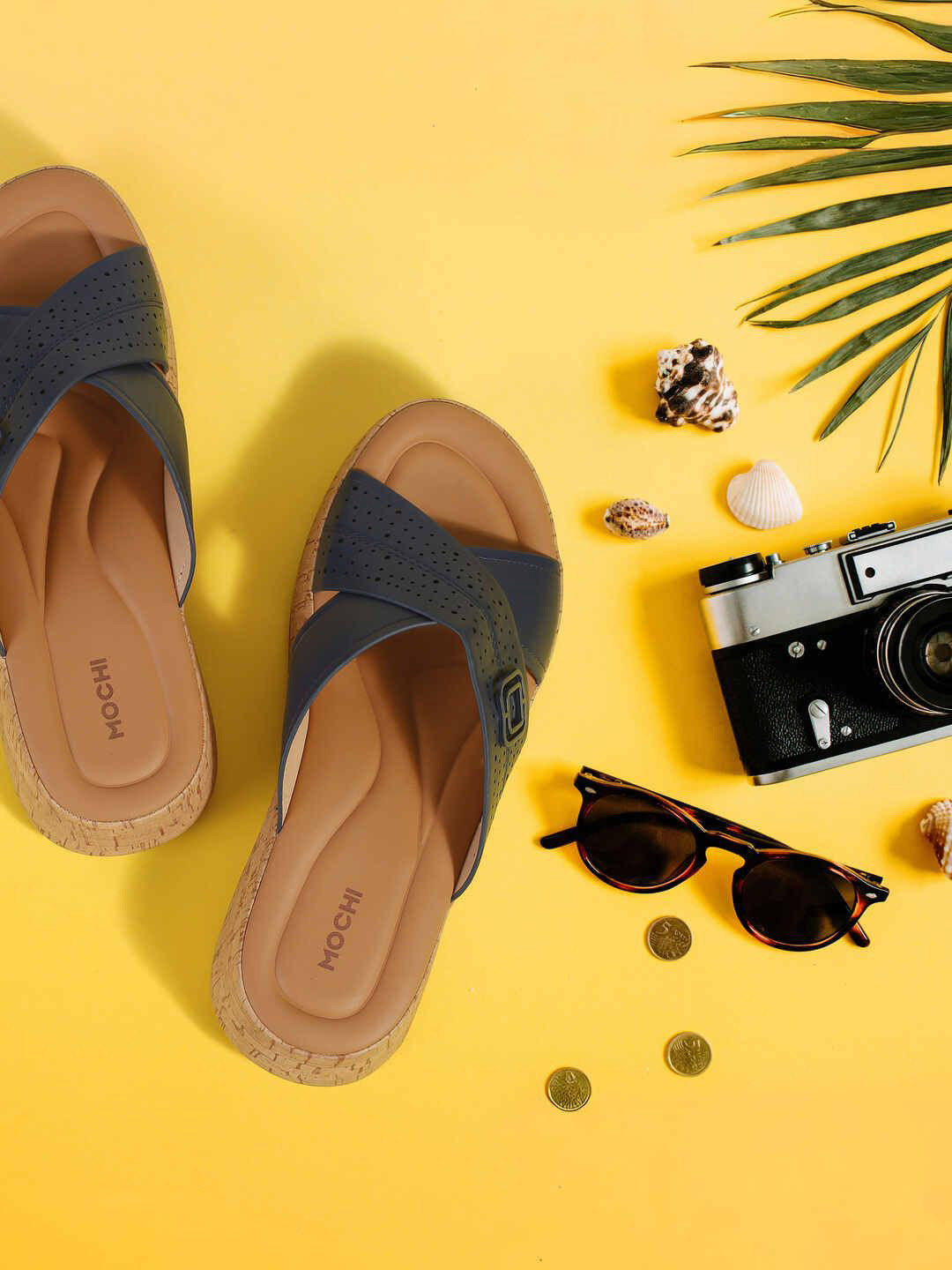 Mochi Women Perforated Platform Heeled Sandals