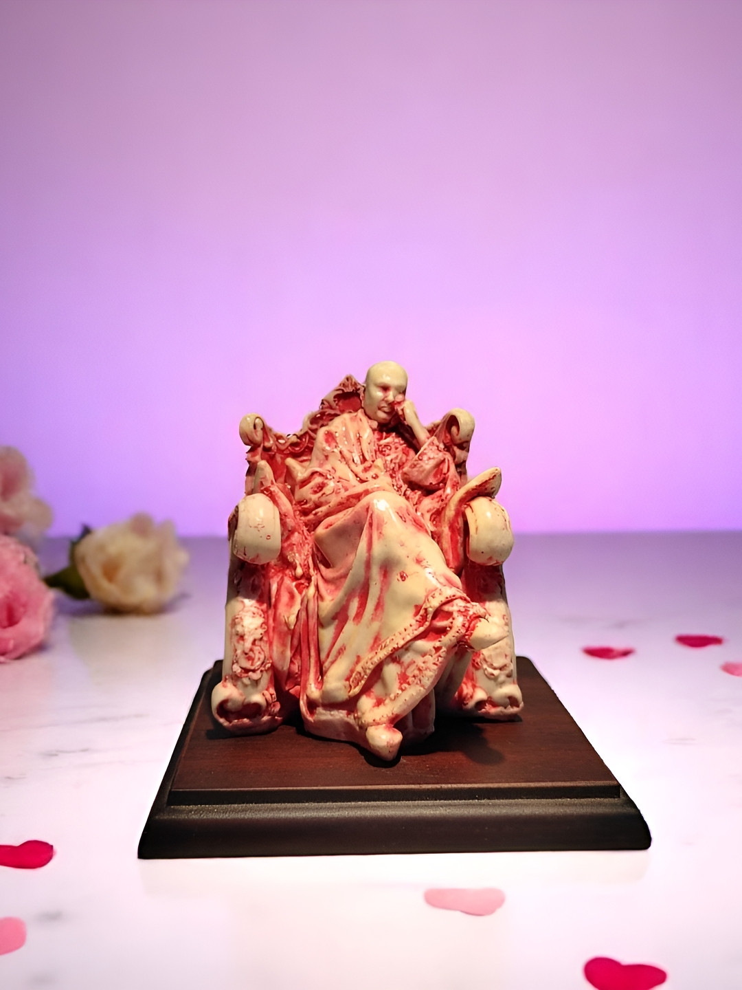 GLOBAL AROMA Guru Ji Pink Polyresin Glossy Prayer Room Tiny Showpiece -
