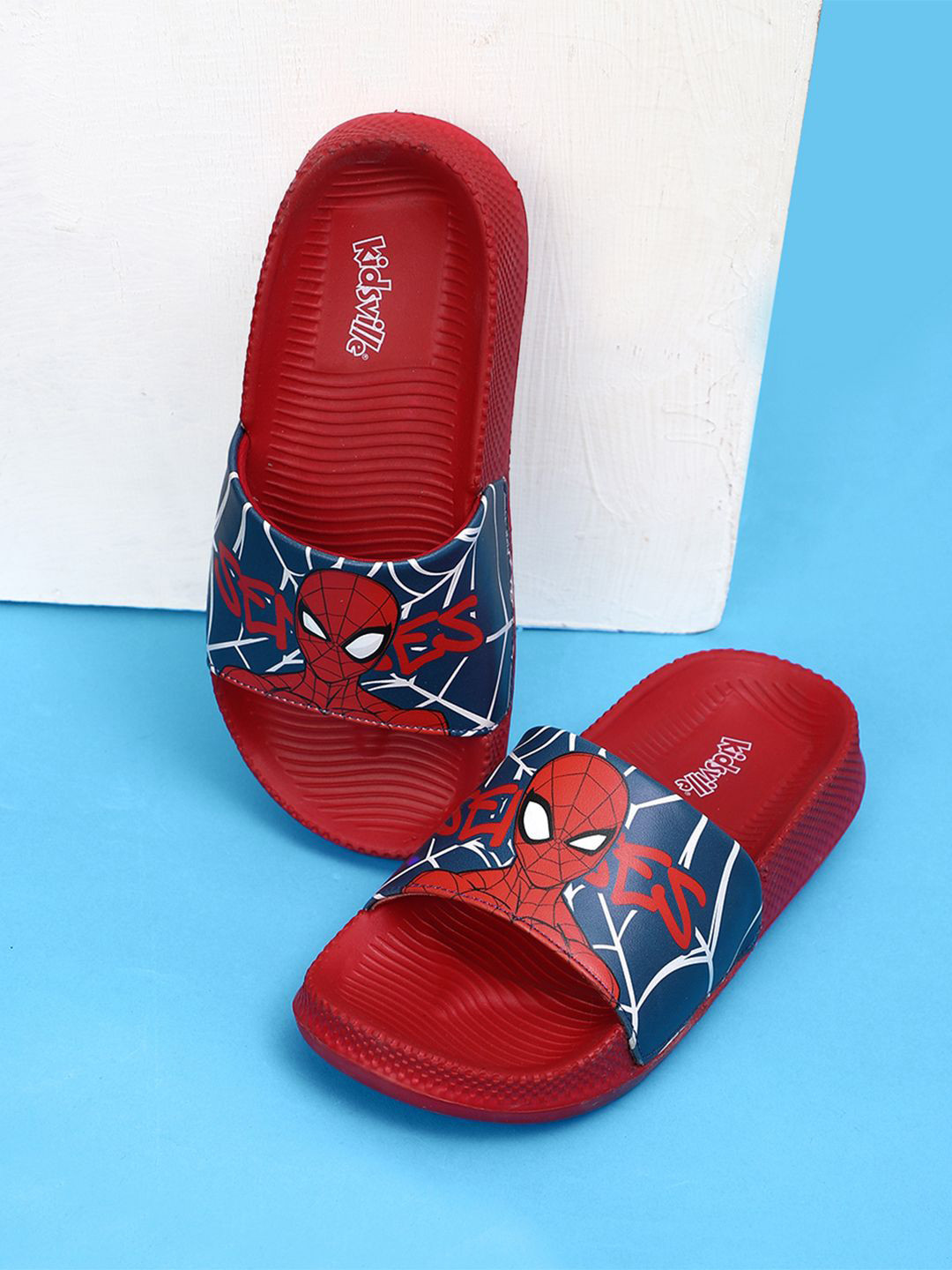 Kids Ville Boys Spiderman Printed Sliders