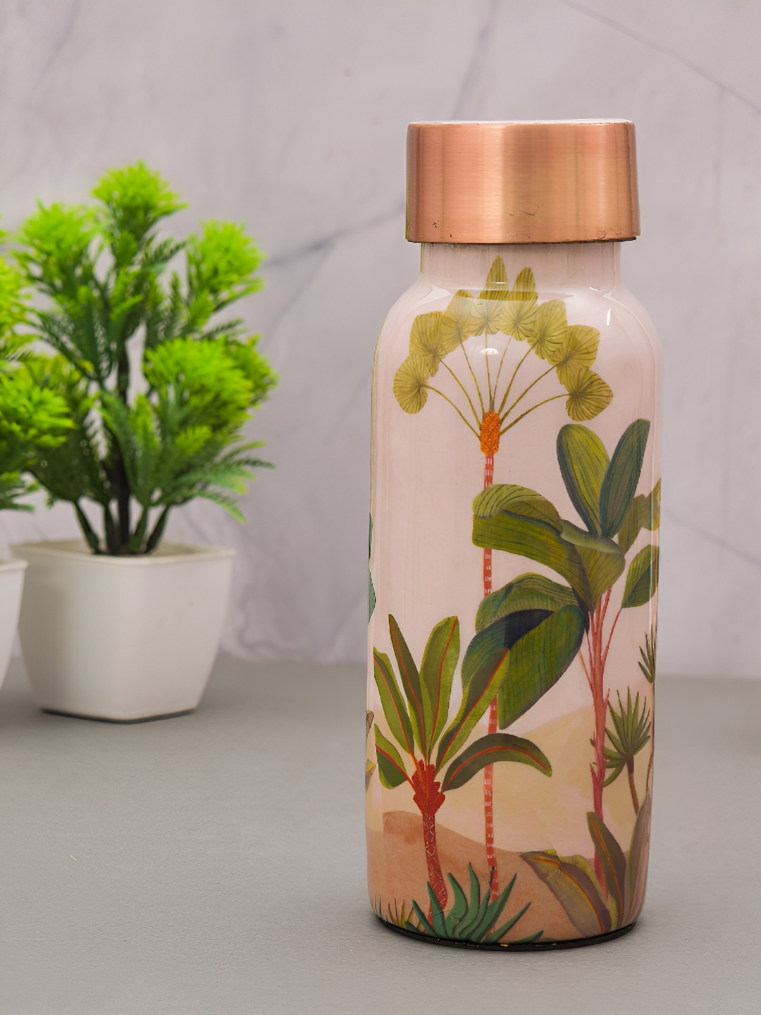 Myntra Elegant Homes Tropical Copper Spill Proof Water Bottle - 500ml