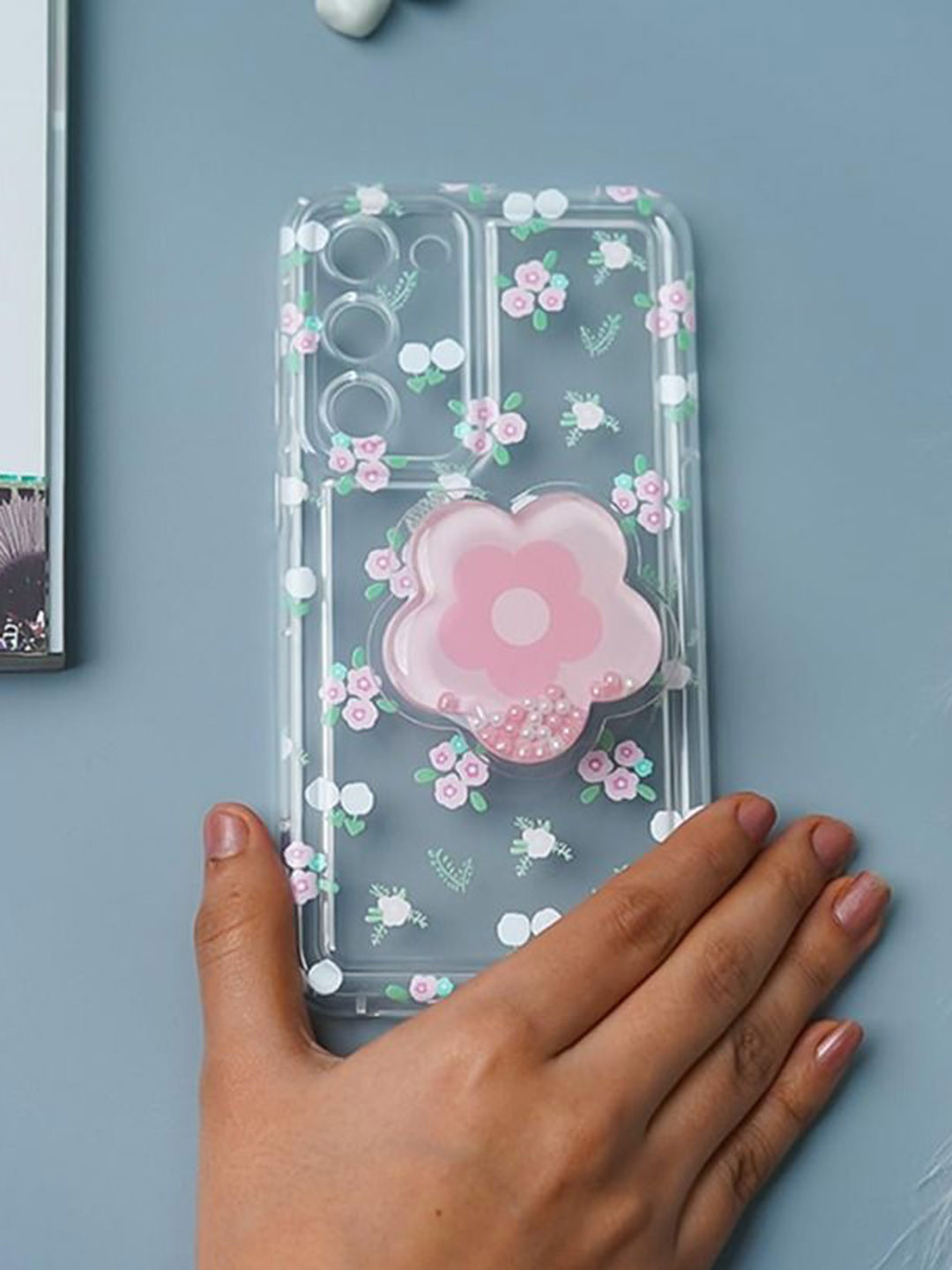 PEEPERLY Floral Printed Samsung Galaxy S24 Plus Cute Korean Floral Gripper Back Case
