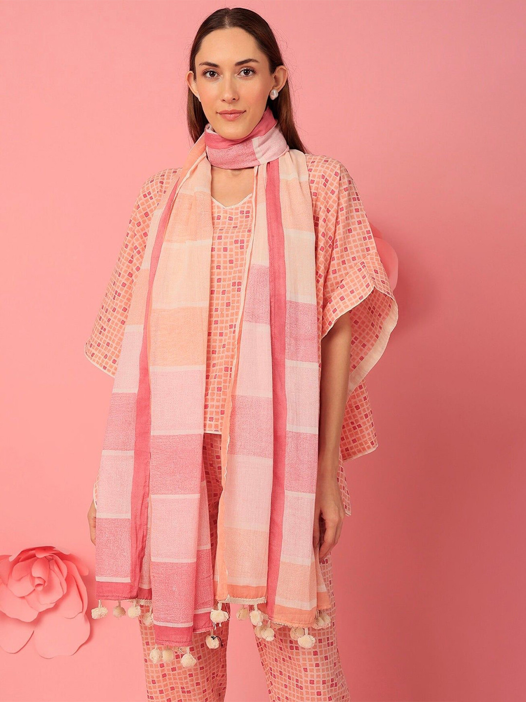 Banana Labs Texture Paper Clove Checked Cotton Dupatta