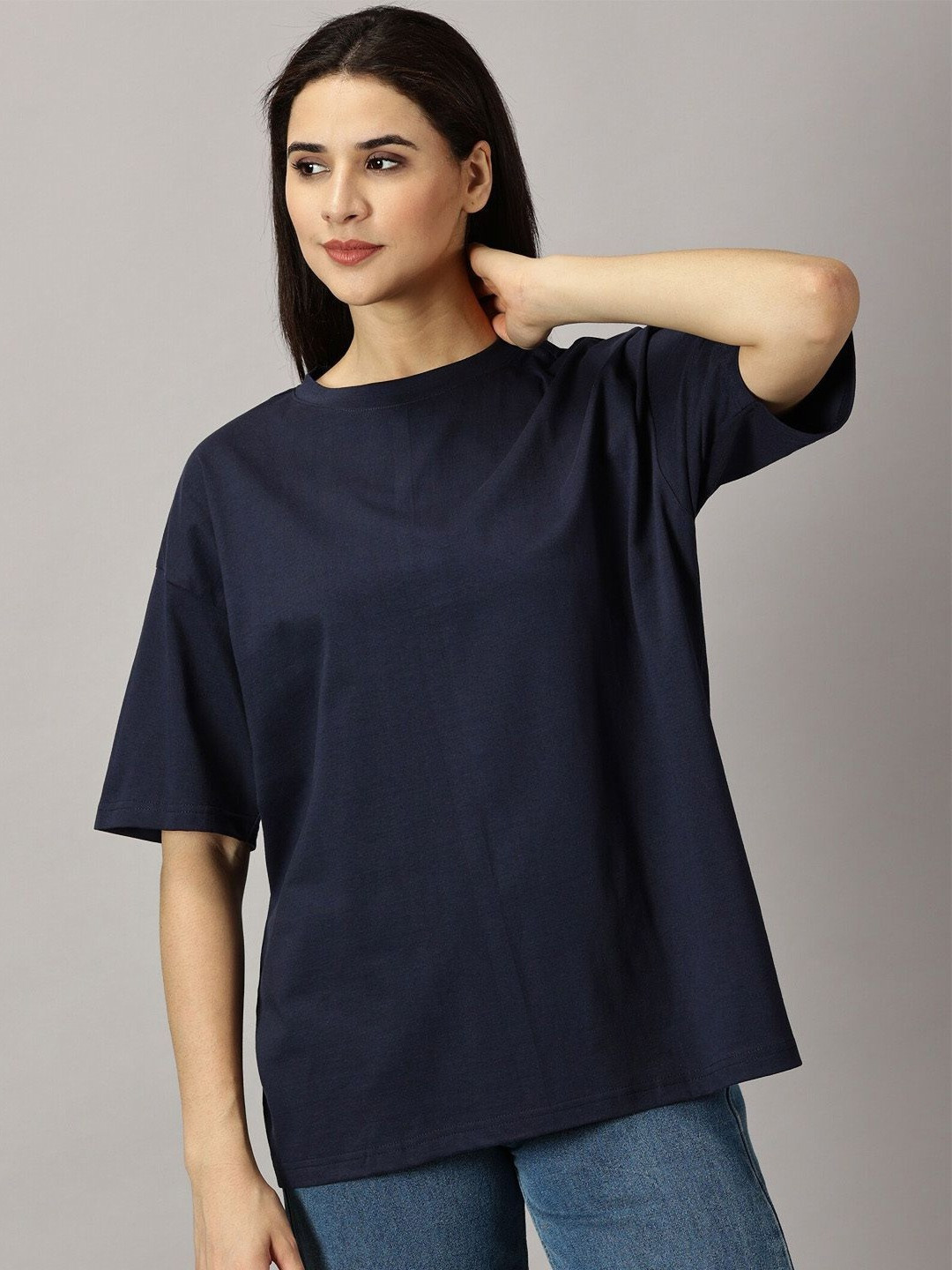 URBANICE Women Cotton Drop-Shoulder Sleeves T-shirt