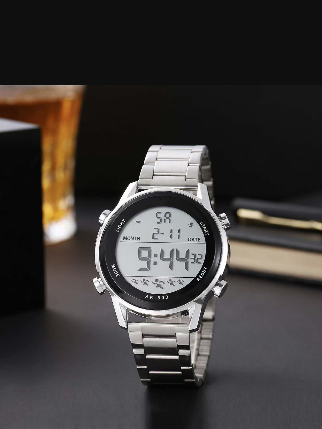 ON TIME OCTUS Men Stainless Steel Bracelet Style Straps Analogue Watch DIGITAL-031 SILVER