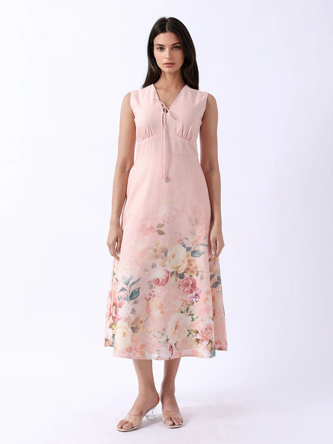 RAREISM Women Nugo Floral Print Fit & Flare Midi Dress