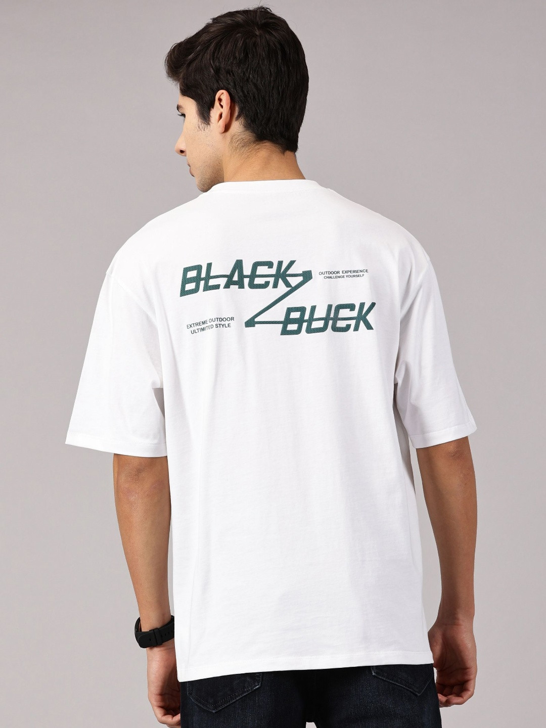 BLACK BUCK Men Typography Printed Applique T-shirt