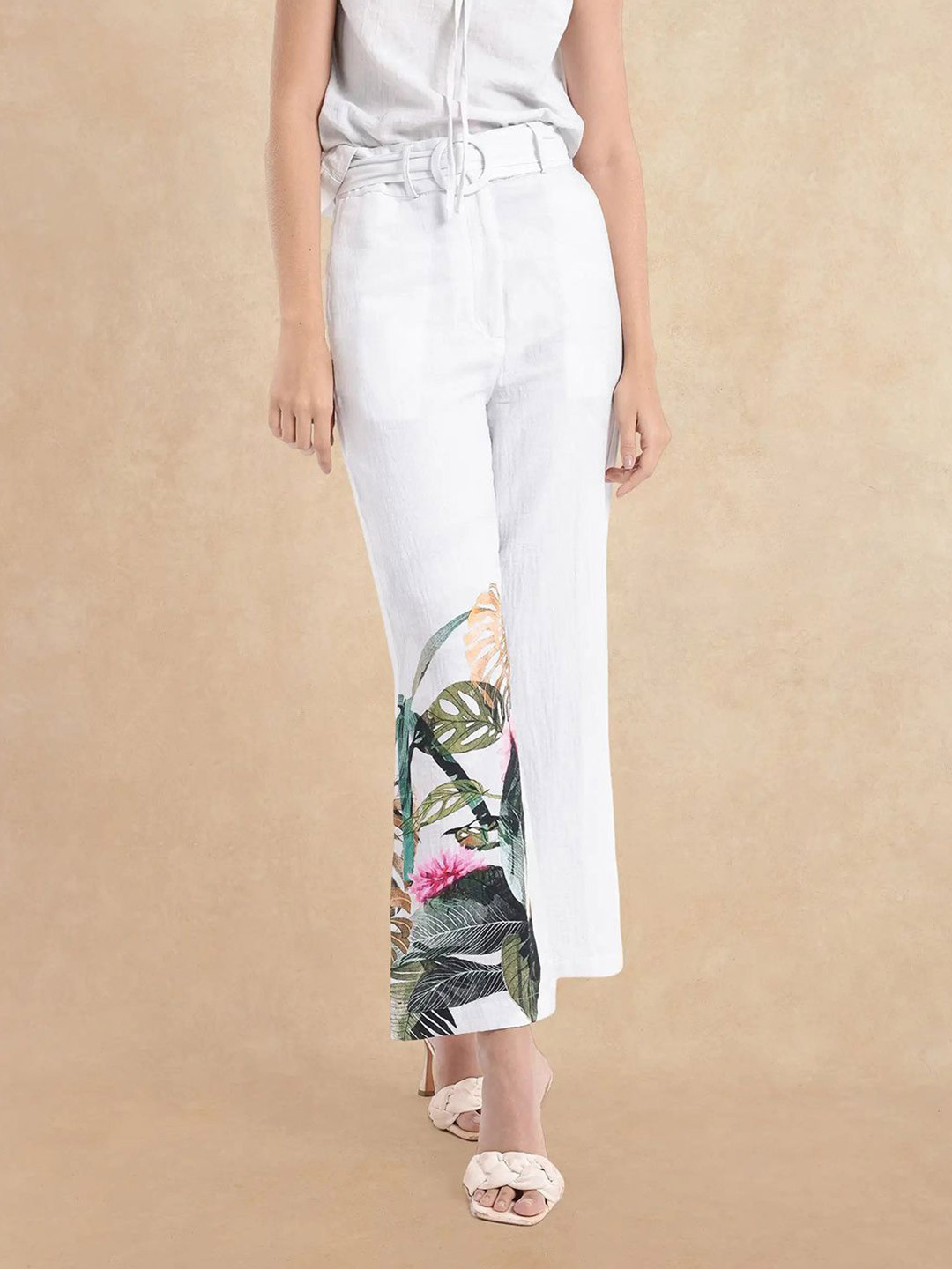 RAREISM Women Cotton Yarani Primary Off White Trouser